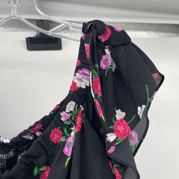 Express Womens Floral Jumpsuit Short Sleeve Black/Multi Size Small - Picture 4 of 8